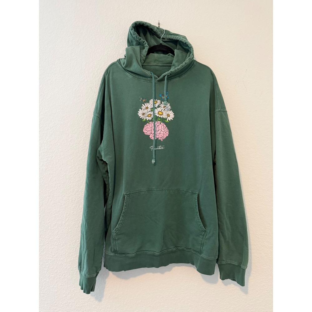 Primitive Skateboarding Green Brain Daisy Butterfly Graphic Hoodie XXL Mens